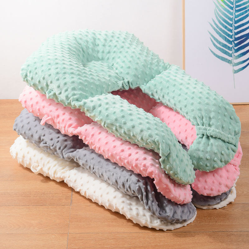 Simple Solid Color Bubble Fleece Comfort Pillow Baby Head Shape Setting