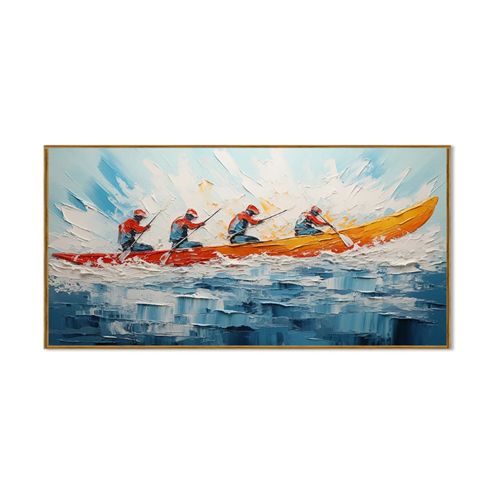 High Quality Sports Surfing Handmade Oil Painting Knife Beach Sea Sailboat Landscape Large Canvas Art Showpiece For Home Decoration Living Room Wall Picture