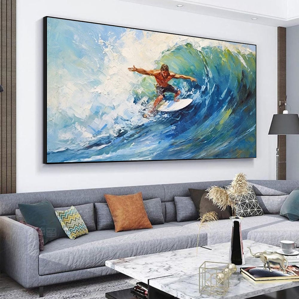 High Quality Sports Surfing Handmade Oil Painting Knife Beach Sea Sailboat Landscape Large Canvas Art Showpiece For Home Decoration Living Room Wall Picture