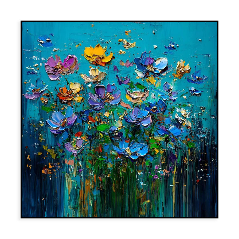 Hand-painted Knife Flower Oil Paintings Modern Floral Restaurant Wall Paintings Home Decoration Art Picture Abstract Canvas Textured 3D Posters