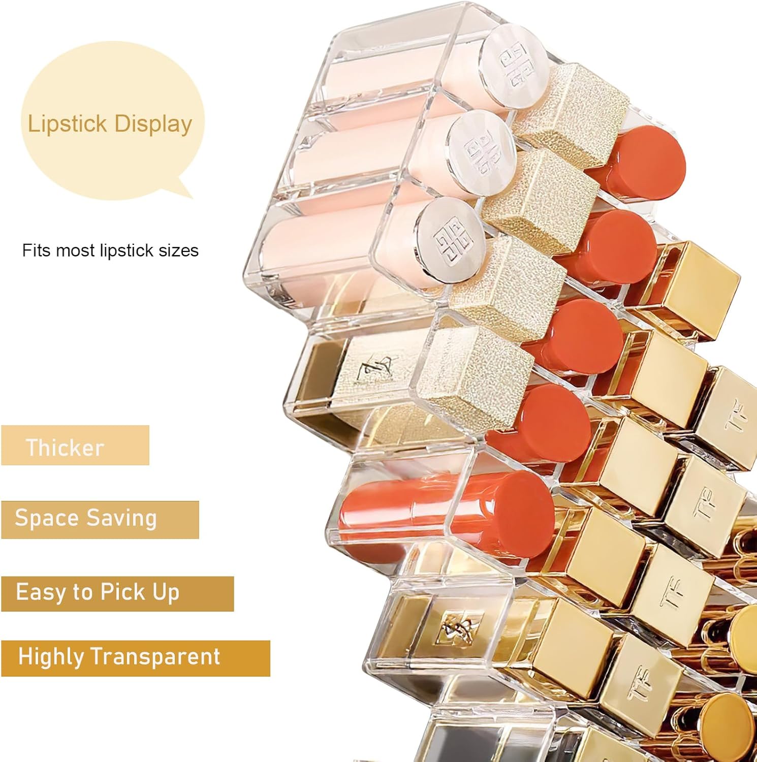 Lipstick Organizer, Acrylic Lipstick Holder, 16 Or 28 Slots Stackable Lip Gloss Organizer, Fish Lip Tower Holder Storage For Cosmetic Bathroom Vanity Countertop Display
