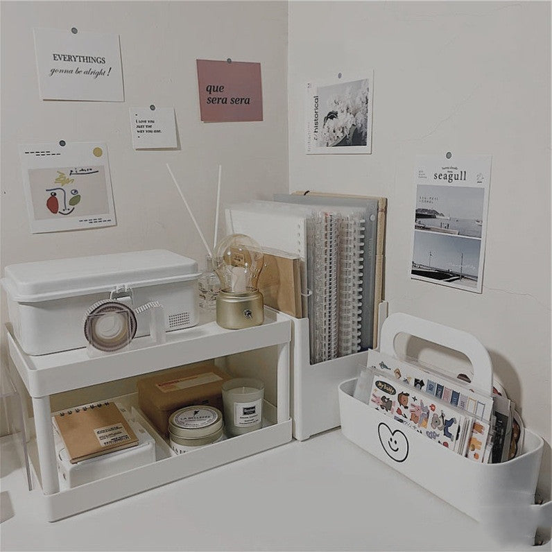 Simple Double-layer Desktop Stationery Storage Organizer