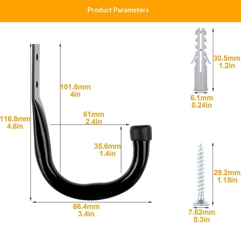 Garage Garden Hollow Round Tube Metal Hook Set