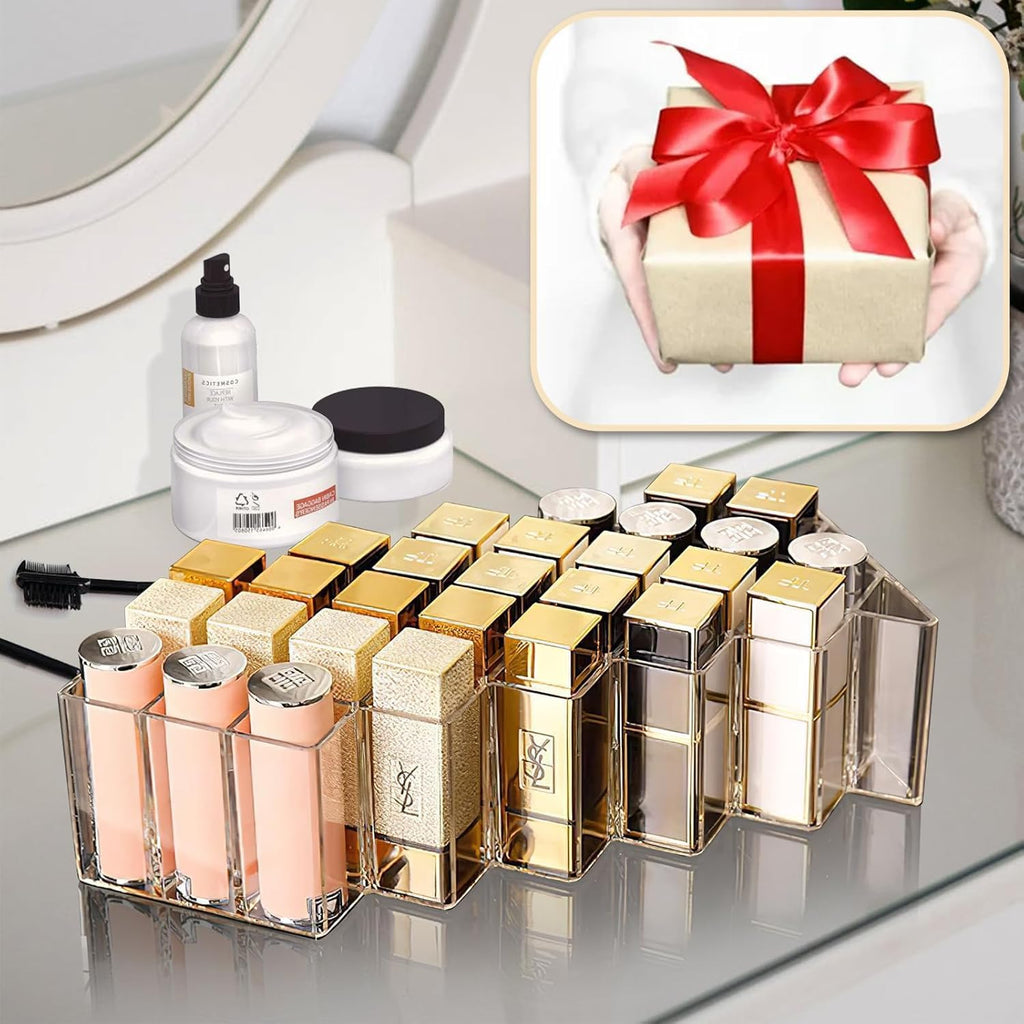 Lipstick Organizer, Acrylic Lipstick Holder, 16 Or 28 Slots Stackable Lip Gloss Organizer, Fish Lip Tower Holder Storage For Cosmetic Bathroom Vanity Countertop Display