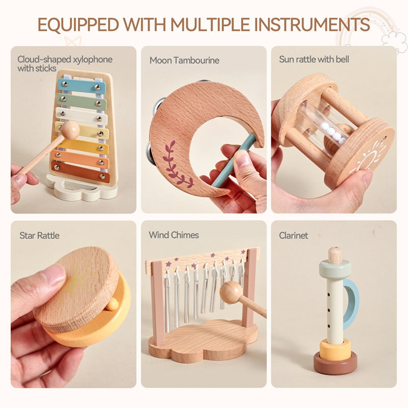 Wooden Comfort Percussion Piano Wind Chimes Children's Music Toys 6-piece Set