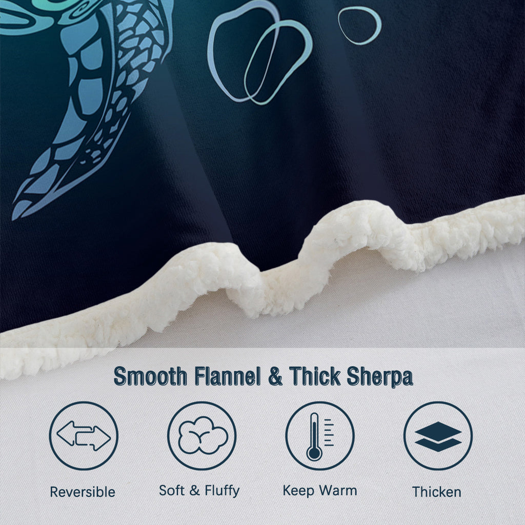Sea Turtle Blanket Blue Sherpa Fleece Throw Blanket Ocean Plush Blankets Turtle Themed Sherpa Plush Throw Blanket