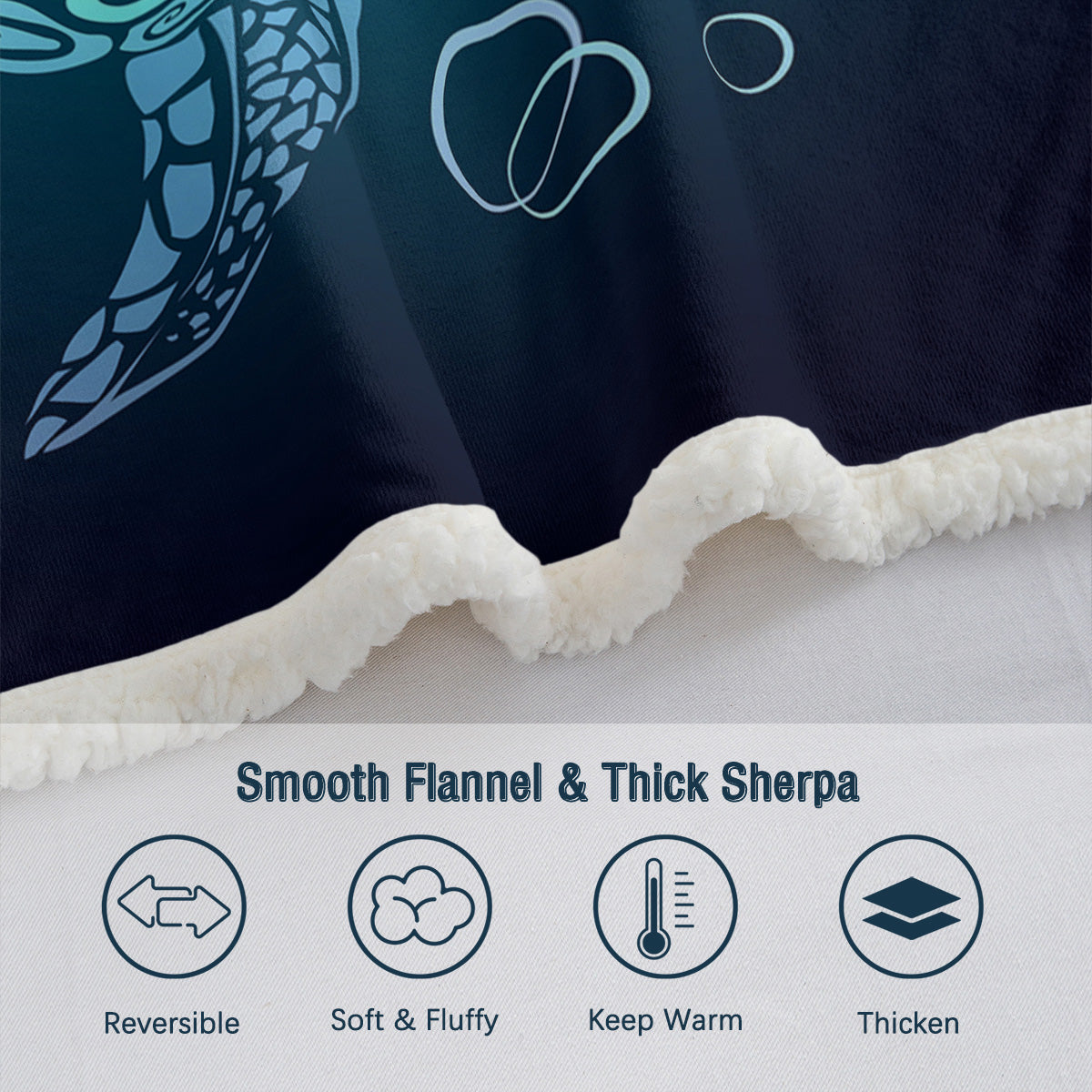 Sea Turtle Blanket Blue Sherpa Fleece Throw Blanket Ocean Plush Blankets Turtle Themed Sherpa Plush Throw Blanket