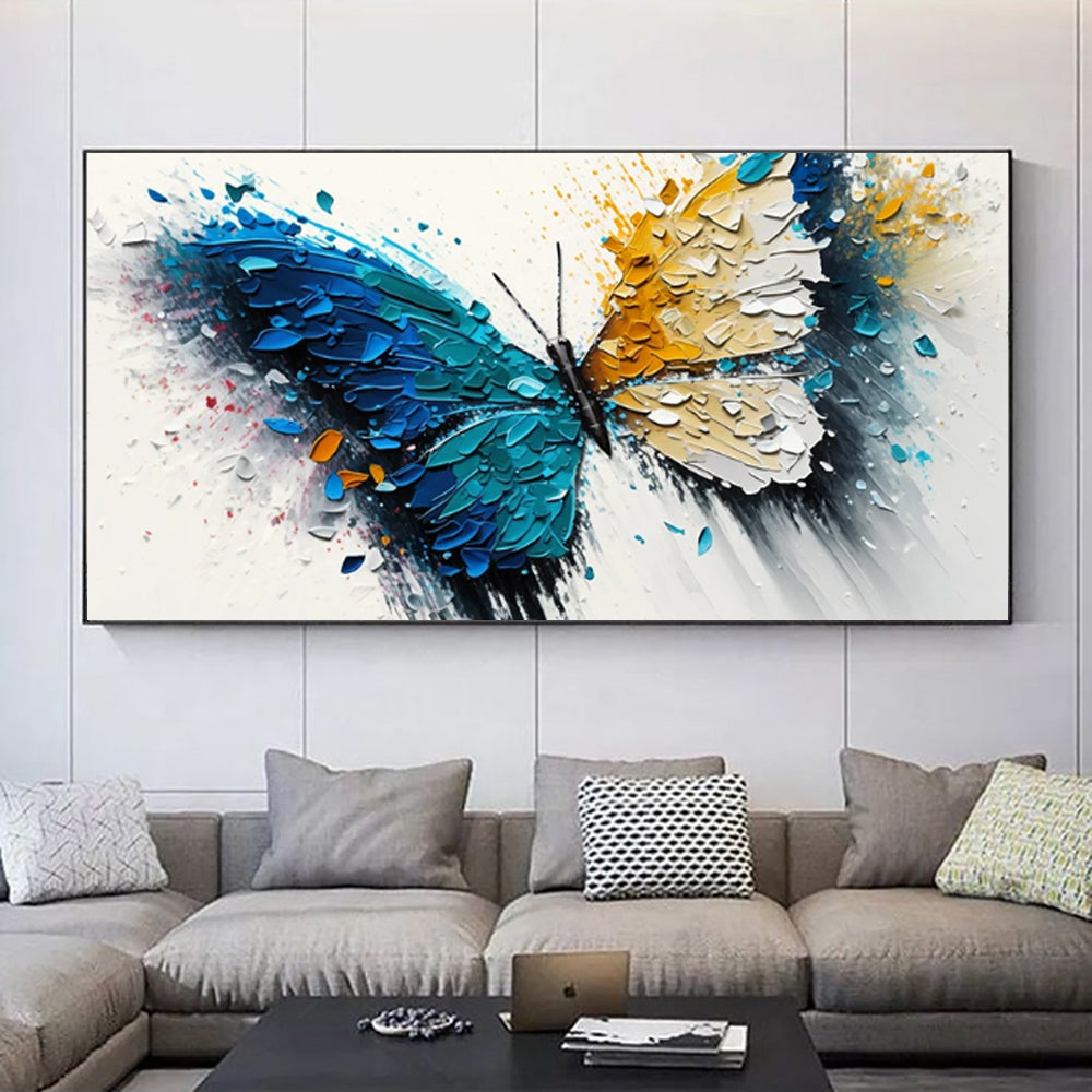 Large Abstract Handmade Canvas Art Modern Acrylic Oil Painting Vibrant Animal Butterfly Wall Home Decor For Living Room