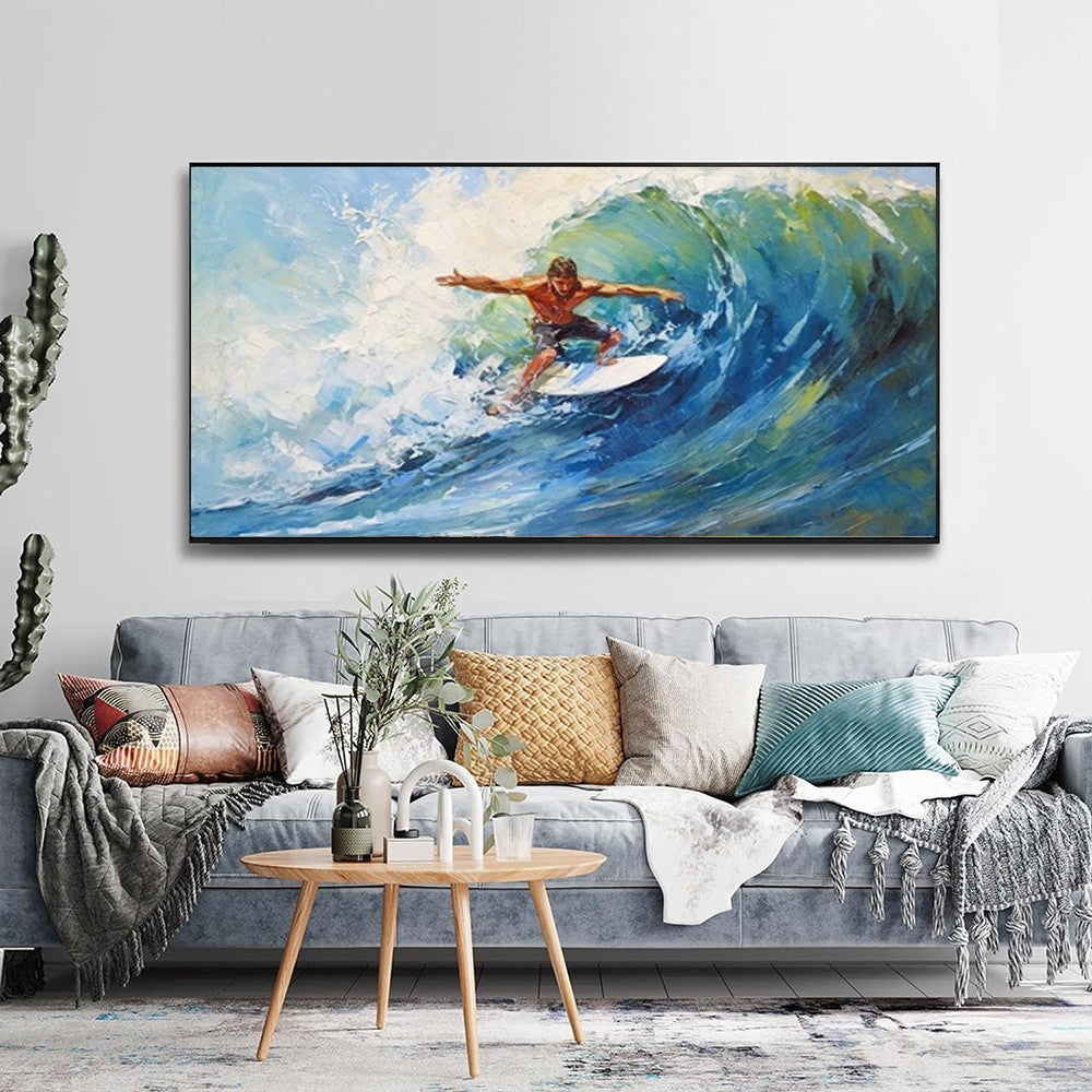 High Quality Sports Surfing Handmade Oil Painting Knife Beach Sea Sailboat Landscape Large Canvas Art Showpiece For Home Decoration Living Room Wall Picture