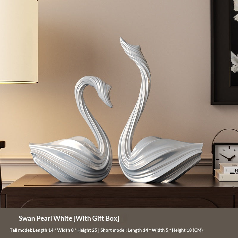 Abstract Art Swan Decorative Piece In A Minimalist, Light-luxury Style