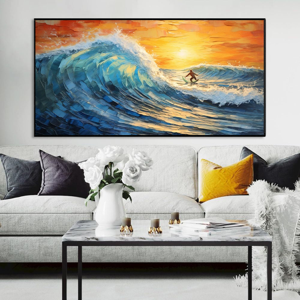 High Quality Sports Surfing Handmade Oil Painting Knife Beach Sea Sailboat Landscape Large Canvas Art Showpiece For Home Decoration Living Room Wall Picture