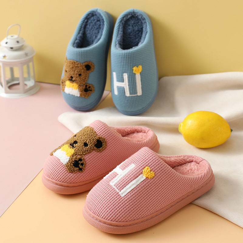 Children's Cotton Slippers Cute Bear Home Comfort And Warmth