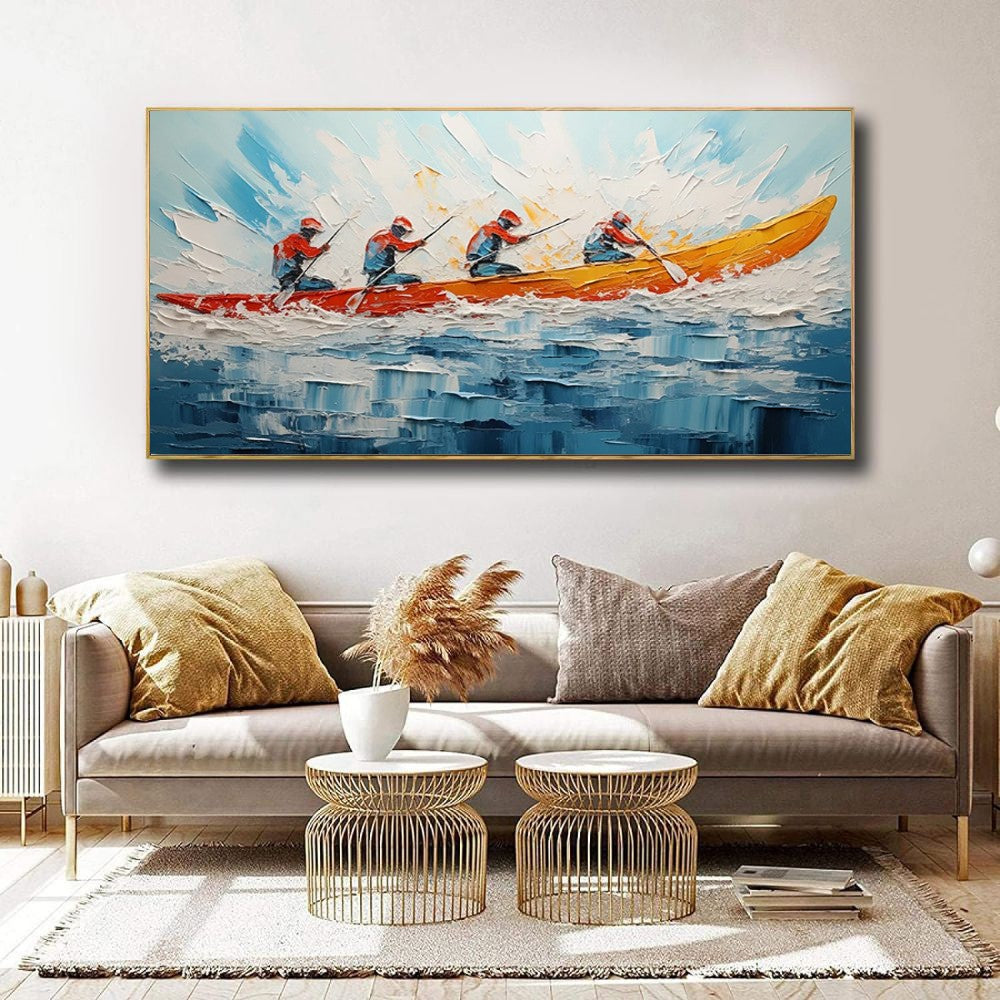 High Quality Sports Surfing Handmade Oil Painting Knife Beach Sea Sailboat Landscape Large Canvas Art Showpiece For Home Decoration Living Room Wall Picture