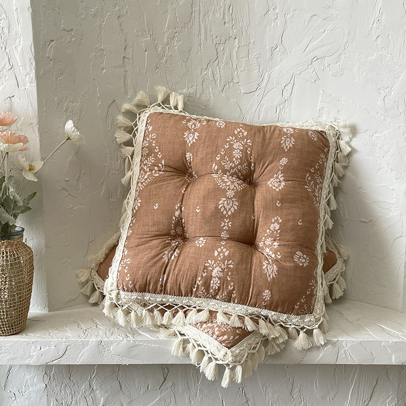 Breathable Bamboo-cotton Tassel Seat Cushion For Ultimate Comfort