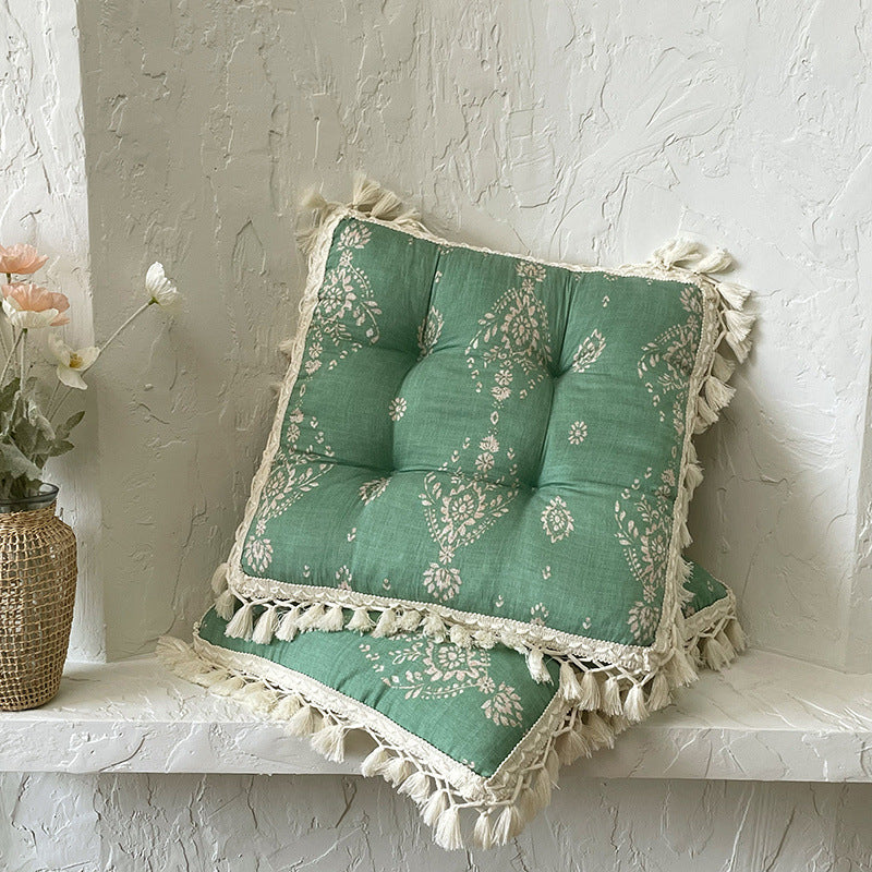 Breathable Bamboo-cotton Tassel Seat Cushion For Ultimate Comfort