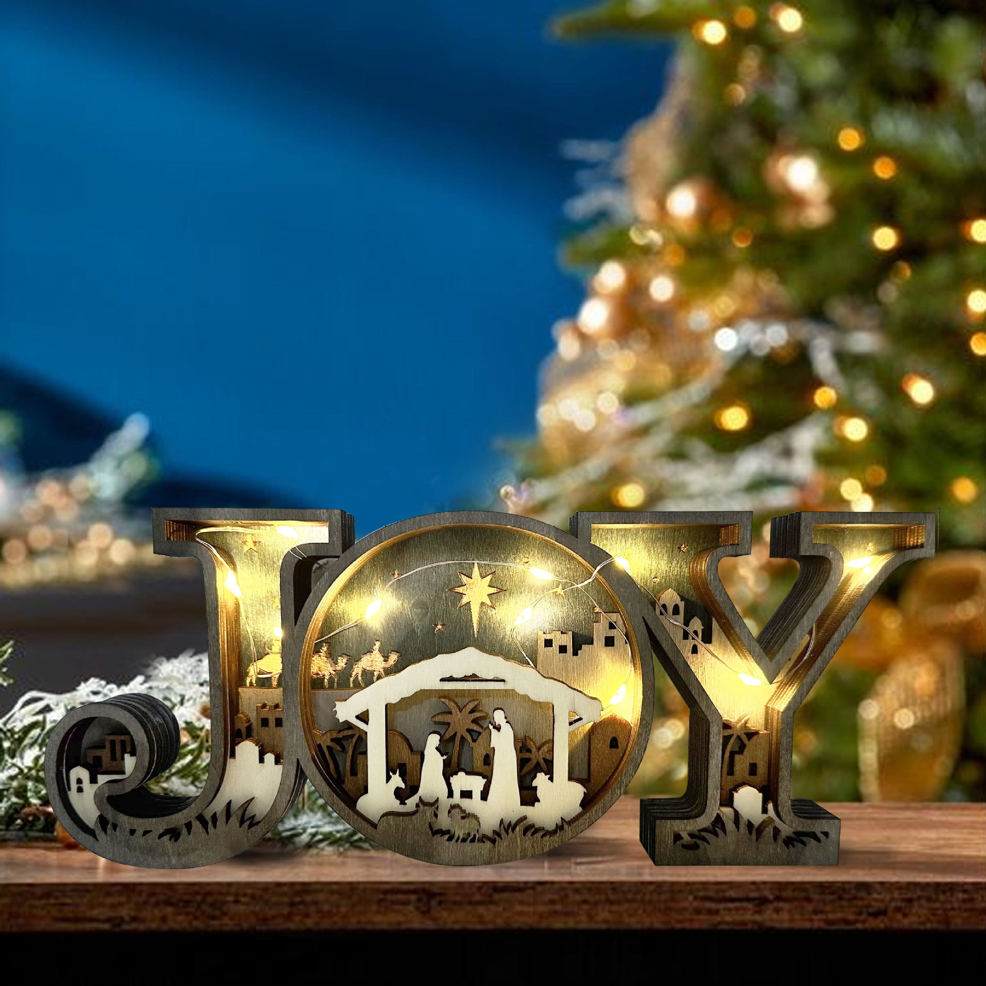 Creative Design JOY Letter Ornaments Wooden Decorative Crafts