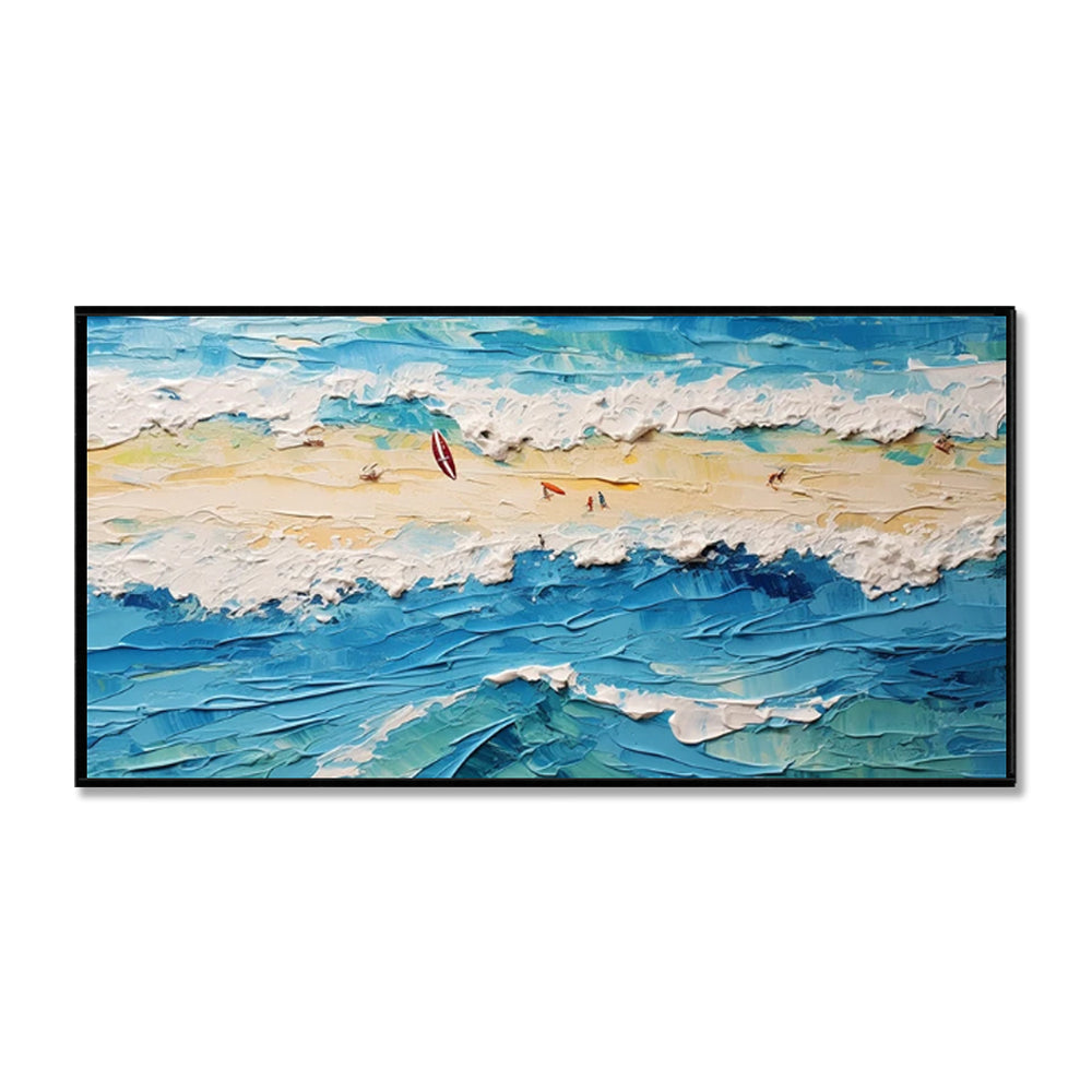 High Quality Sports Surfing Handmade Oil Painting Knife Beach Sea Sailboat Landscape Large Canvas Art Showpiece For Home Decoration Living Room Wall Picture