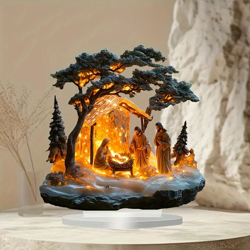 Creative Jesus Festival Scene Acrylic Statue Assembly Ornaments