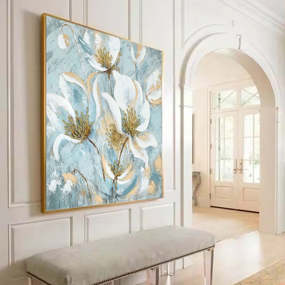 Handmade Oil Painting Canvas Wall Art Decoration Modern Abstract Jasmine Flower Paintings For Home Dining Room Decor Rolled Frameless Unstretched