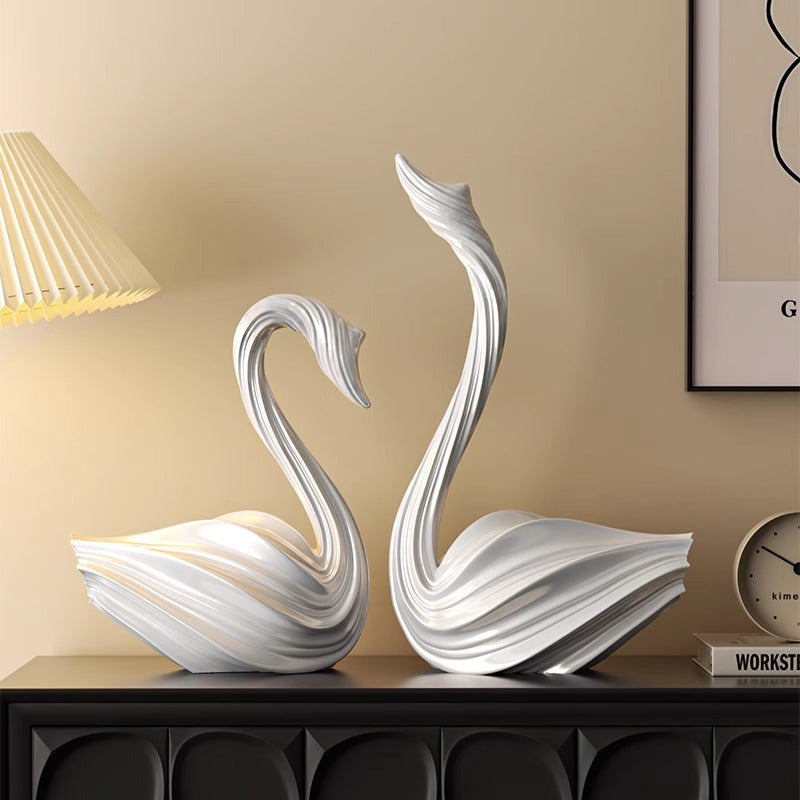 Abstract Art Swan Decorative Piece In A Minimalist, Light-luxury Style