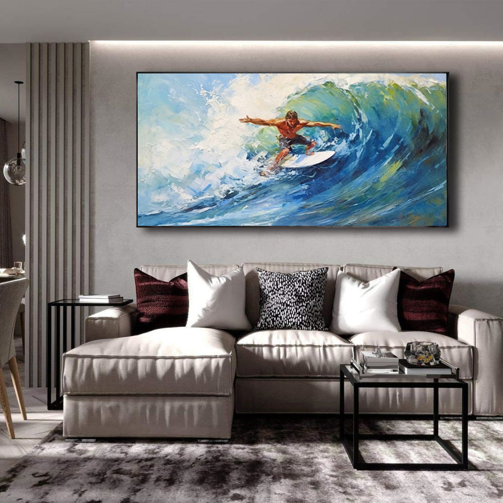 High Quality Sports Surfing Handmade Oil Painting Knife Beach Sea Sailboat Landscape Large Canvas Art Showpiece For Home Decoration Living Room Wall Picture