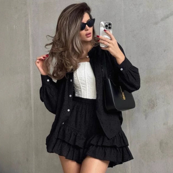 Comfort And Casual Jacquard Suit Two-piece Set