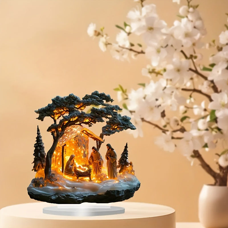 Creative Jesus Festival Scene Acrylic Statue Assembly Ornaments