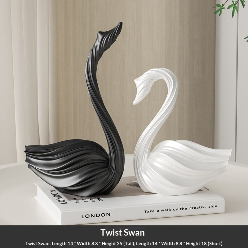 Abstract Art Swan Decorative Piece In A Minimalist, Light-luxury Style