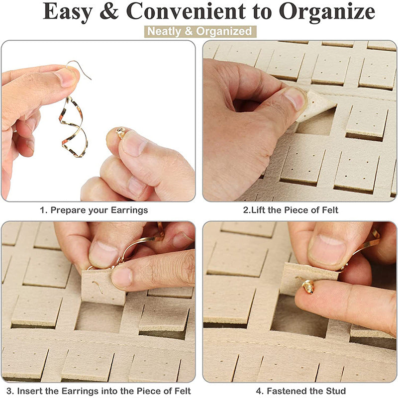 Necklace Ring Felt Pouch Stud Earrings Organization Hanging Bags Bracelet Storage Bag Wall-mounted