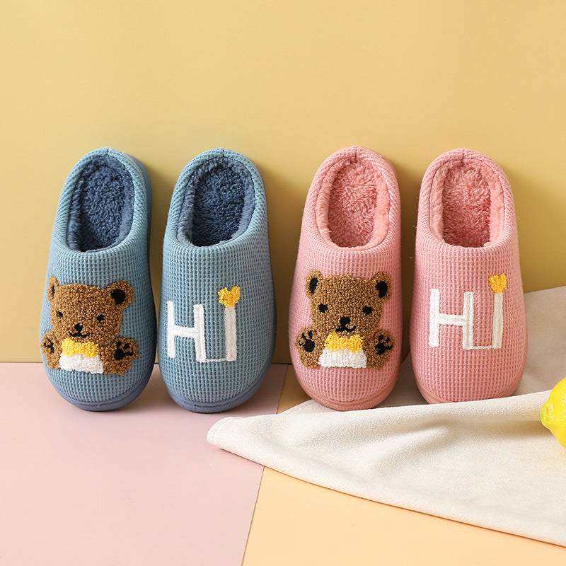 Children's Cotton Slippers Cute Bear Home Comfort And Warmth