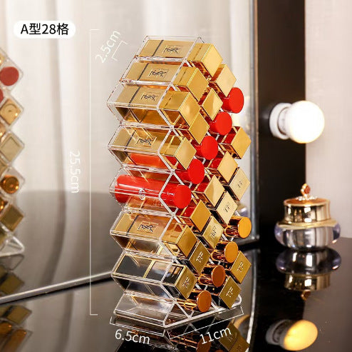 Lipstick Organizer, Acrylic Lipstick Holder, 16 Or 28 Slots Stackable Lip Gloss Organizer, Fish Lip Tower Holder Storage For Cosmetic Bathroom Vanity Countertop Display