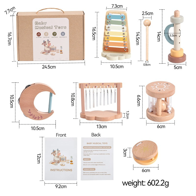 Wooden Comfort Percussion Piano Wind Chimes Children's Music Toys 6-piece Set