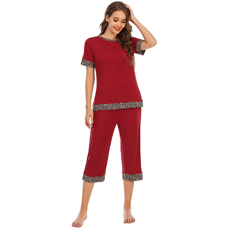 Contrast Color Comfort And Casual Breathable Pajamas Suit