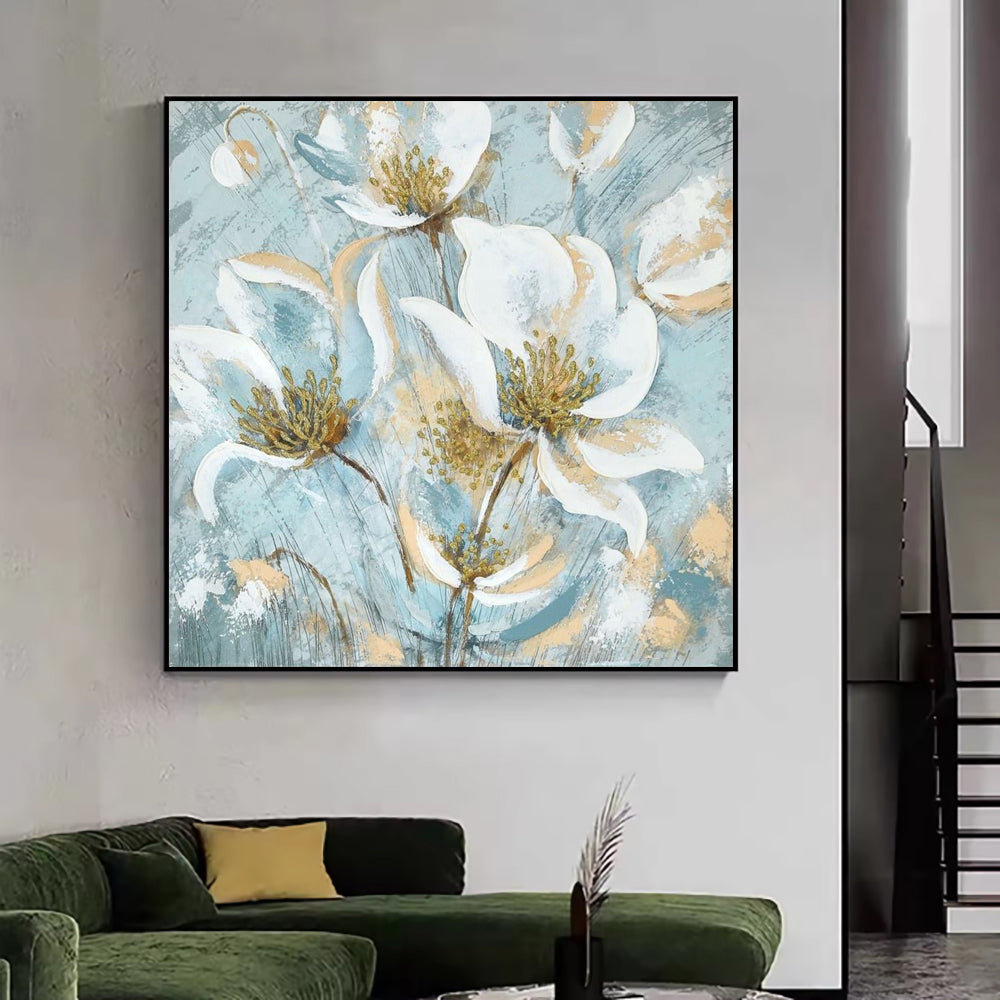Handmade Oil Painting Canvas Wall Art Decoration Modern Abstract Jasmine Flower Paintings For Home Dining Room Decor Rolled Frameless Unstretched