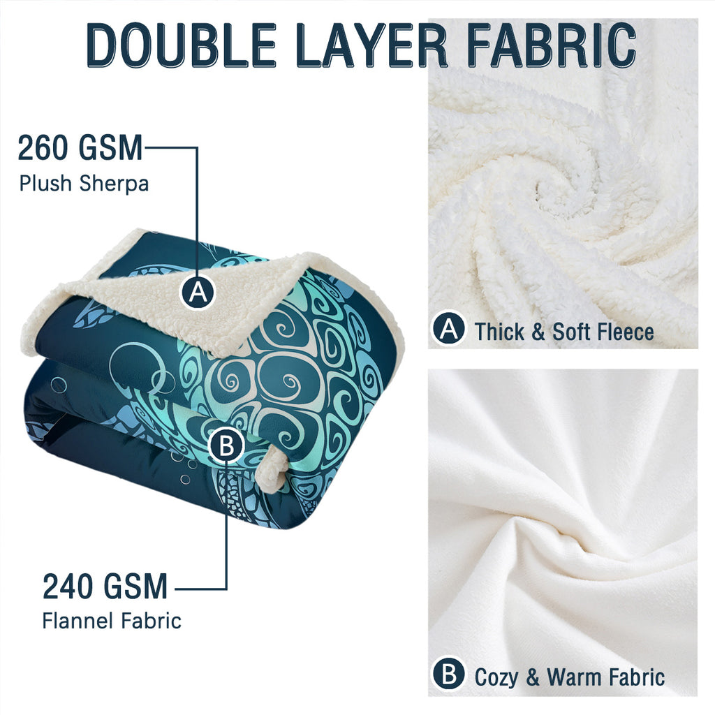 Sea Turtle Blanket Blue Sherpa Fleece Throw Blanket Ocean Plush Blankets Turtle Themed Sherpa Plush Throw Blanket