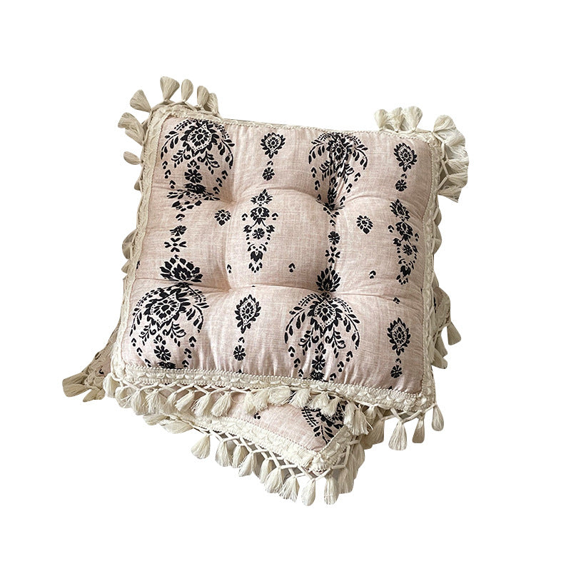 Breathable Bamboo-cotton Tassel Seat Cushion For Ultimate Comfort