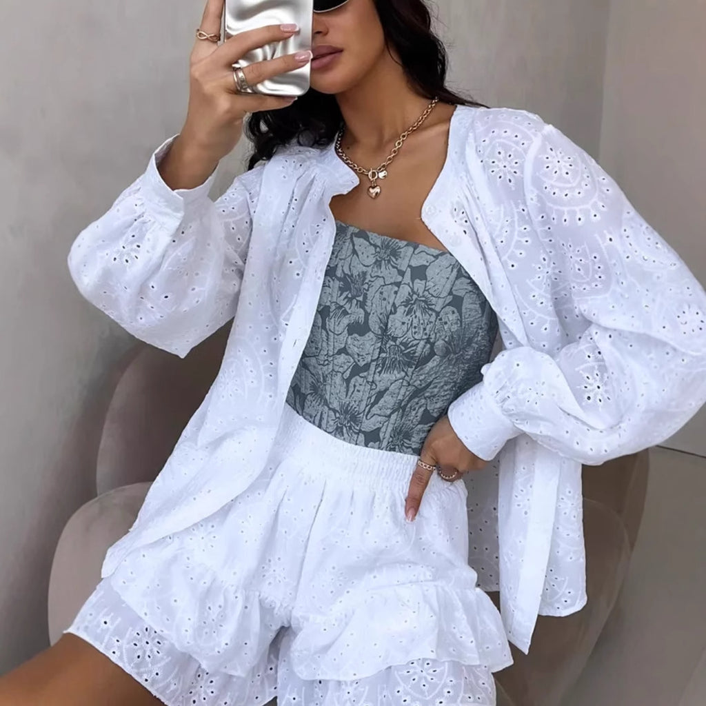 Comfort And Casual Jacquard Suit Two-piece Set