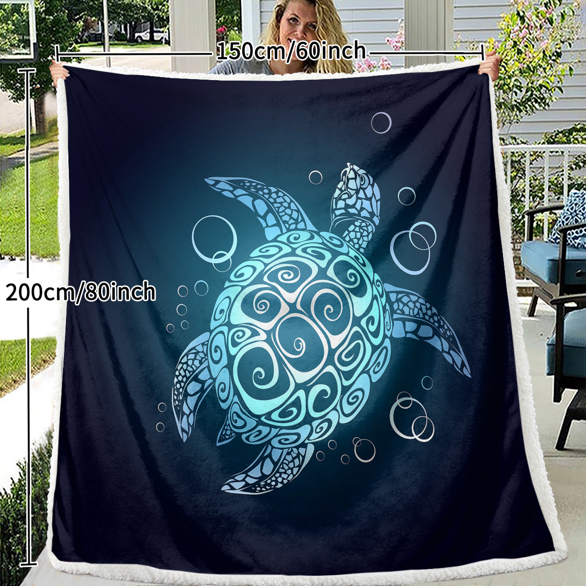 Sea Turtle Blanket Blue Sherpa Fleece Throw Blanket Ocean Plush Blankets Turtle Themed Sherpa Plush Throw Blanket