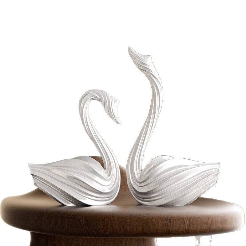 Abstract Art Swan Decorative Piece In A Minimalist, Light-luxury Style