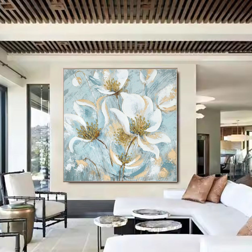 Handmade Oil Painting Canvas Wall Art Decoration Modern Abstract Jasmine Flower Paintings For Home Dining Room Decor Rolled Frameless Unstretched
