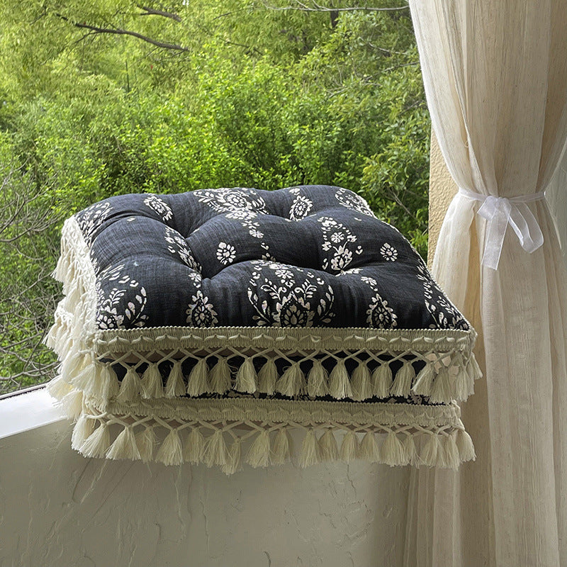 Breathable Bamboo-cotton Tassel Seat Cushion For Ultimate Comfort