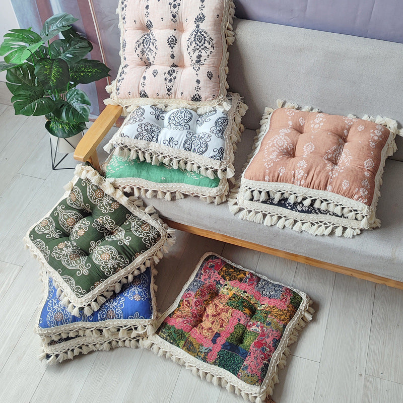 Breathable Bamboo-cotton Tassel Seat Cushion For Ultimate Comfort
