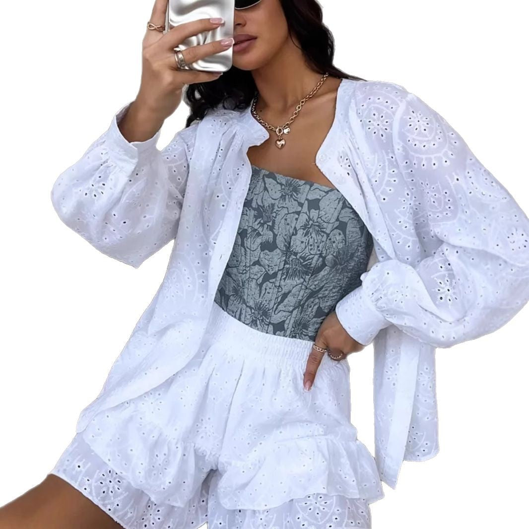 Comfort And Casual Jacquard Suit Two-piece Set